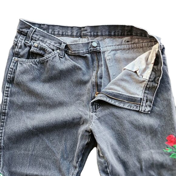 Vtg Dickies Jeans Women 40x30 Embroidered Performing Arts Comedy & Tragedy Roses - Picture 8 of 15